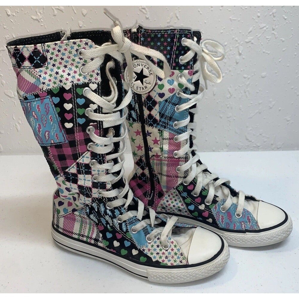 RARE🔥 Converse All Star Sky XX-Hi Boots Patchwork Sz 2 Extra Tall Sneakers